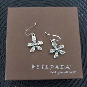 Silpada Textured Oxidized Daisy Flower Earrings